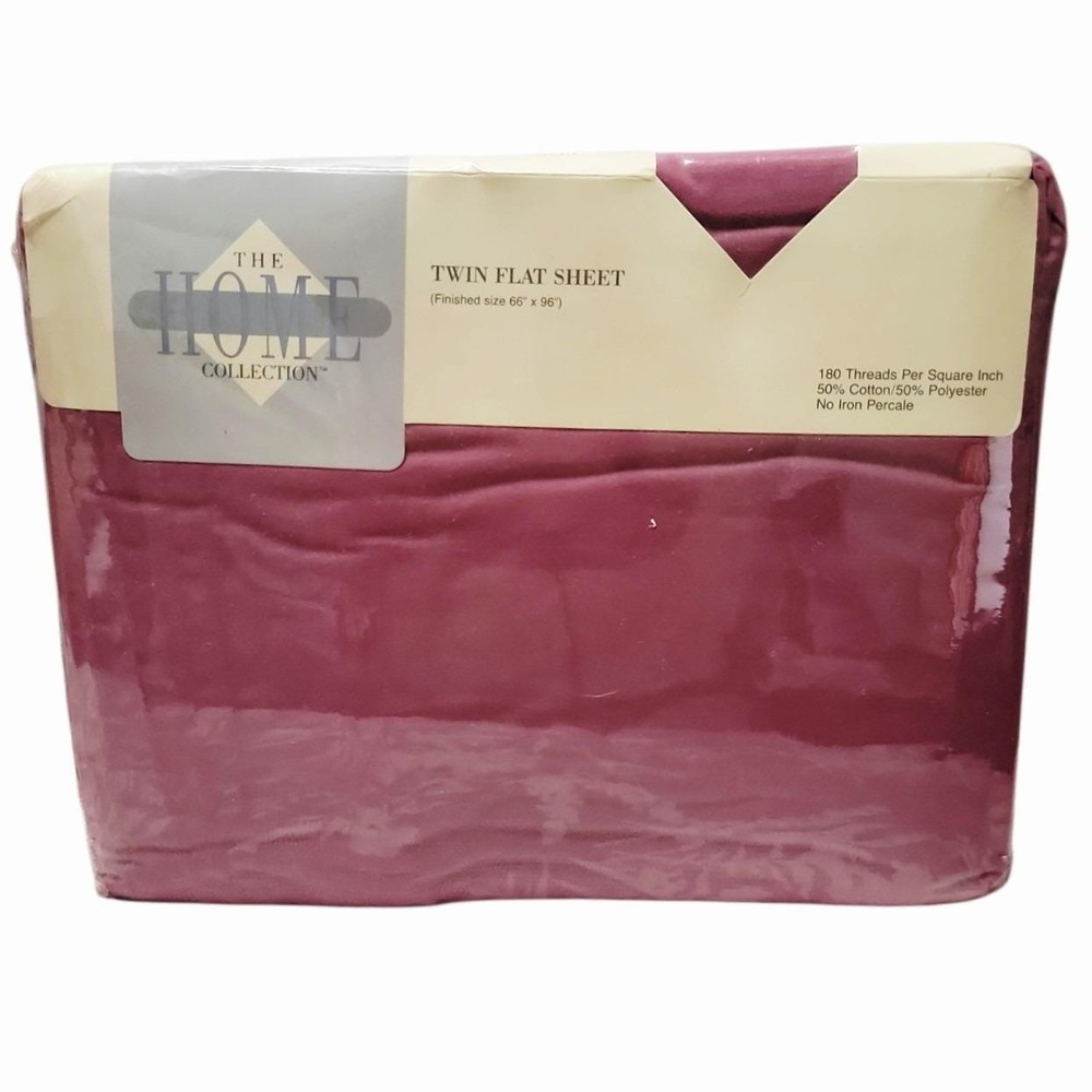 Vintage JCPenney The Home Collection Twin Flat Sheet Wineberry Burgundy NOS